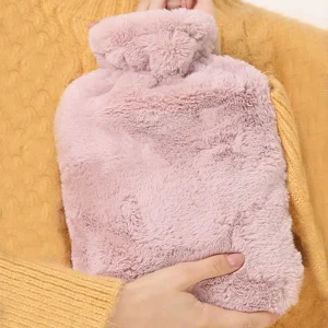 1pc 1000ML Water Filled Hot Water Bag With Faux Rabbit Fleece Cloth Cover, Girls Hot Compress, Warm Belly, Warm Water Bag, Small Size, Carry On Water Filling, Warm Hand Bag, Flushing Water, Warm Hand Bag Multicolor