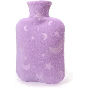 Hot Water Bottle with Soft Cover 2L Hot Water Bag for Menstrual Cramps Neck and Shoulder Pain Relief Hot and Cold Therapies Hand Feet Warmer Mauve Purple