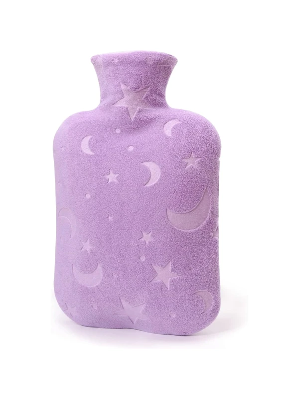 Hot Water Bottle with Soft Cover 2L Hot Water Bag for Menstrual Cramps Neck and Shoulder Pain Relief Hot and Cold Therapies Hand Feet Warmer Mauve Purple