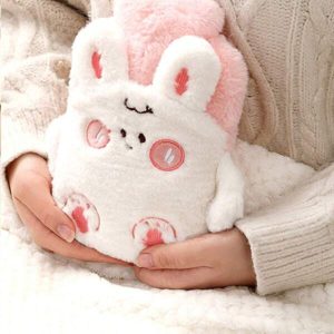 1pc Cartoon Rabbit Shaggy Hot Water Bag Pink