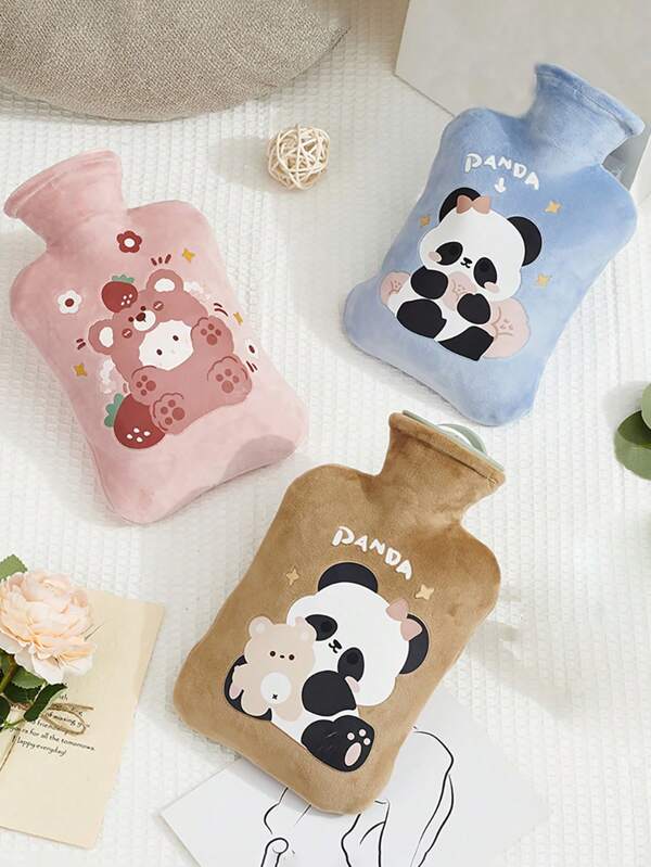 Hot Water Bottle With Plush Removable & Washable Cover, Odorless PVC Inner Bag In Random Color Panda Meimei033