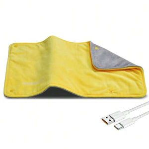 Constant Temperature Yellow Hand Warmer, Multi-Functional Heating Pad, Soft Polyester Fabric, Simple Style Graphene Heating, Can Relieve Back/Abdomen/Shoulder/Leg Pain And Spasms, Machine Washable, For Bedroom/Living Room/Outdoor, Usable Year-Round, Holiday Gift, Size (19.6 X 11.8 Inches) Yellow