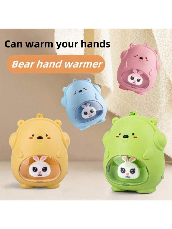 New Winter Cute Pet Heated Hand Warmer, Bear Shape, Rechargeable With Night Light, 3 Temperature Adjustable, Portable For Outdoor Use, 4 Adorable Colors, Suitable For Halloween And Christmas YX2281-4Random Style, Random Color