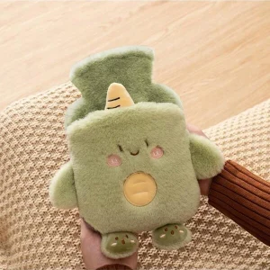 500ML/16.91oz Cartoon Plush Hot Water Bag, Cute Hand Warmer Removable, Washable Warm Water Bag, Thickened Period Available, Dinosaur Chicken Bear Multicolor Embroidery, Water Injection Hot Water Bag 500ML