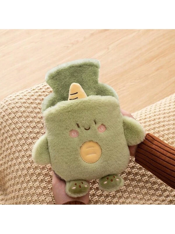 500ML/16.91oz Cartoon Plush Hot Water Bag, Cute Hand Warmer Removable, Washable Warm Water Bag, Thickened Period Available, Dinosaur Chicken Bear Multicolor Embroidery, Water Injection Hot Water Bag 500ML