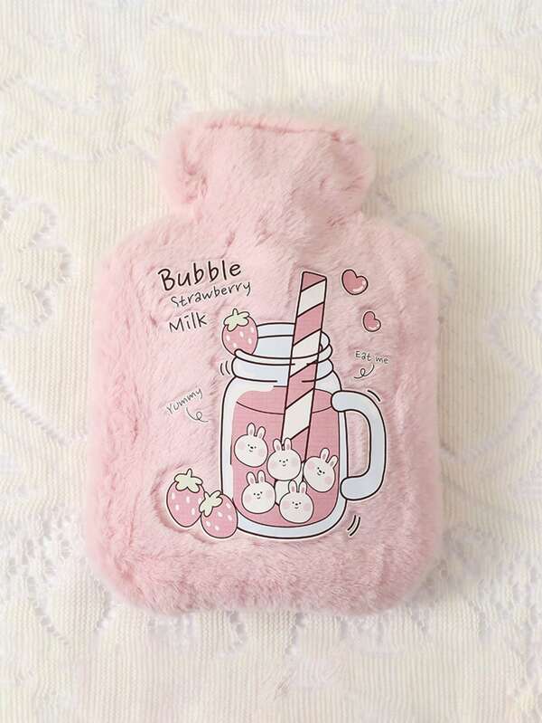 1pc/3pcs Blue Water Bottle Cover, Cute Cartoon PVC Hot Water Bag With Soft Fleece Cover Blue