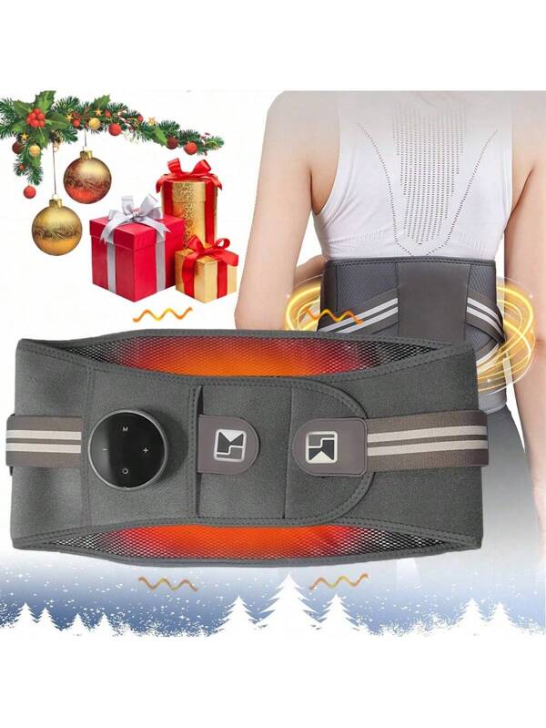 2-In-1 Massage & Heating Waist Belt, Wireless USB Chargeable Back Support Lumbar Massager With Electrical Heating For Warm Waist, Great Christmas Gift For Family & Friends Multicolor