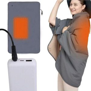 Electric Heating Blanket Throw Waterproof For Indoor Picnic Travel W/ Power Bank With 10000mAh Charger Battery Pack